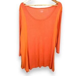 Lane Bryant PLUS Burnt Orange Ribbed Handkerchief Hem 3/4 Sleeve Top - 22/24